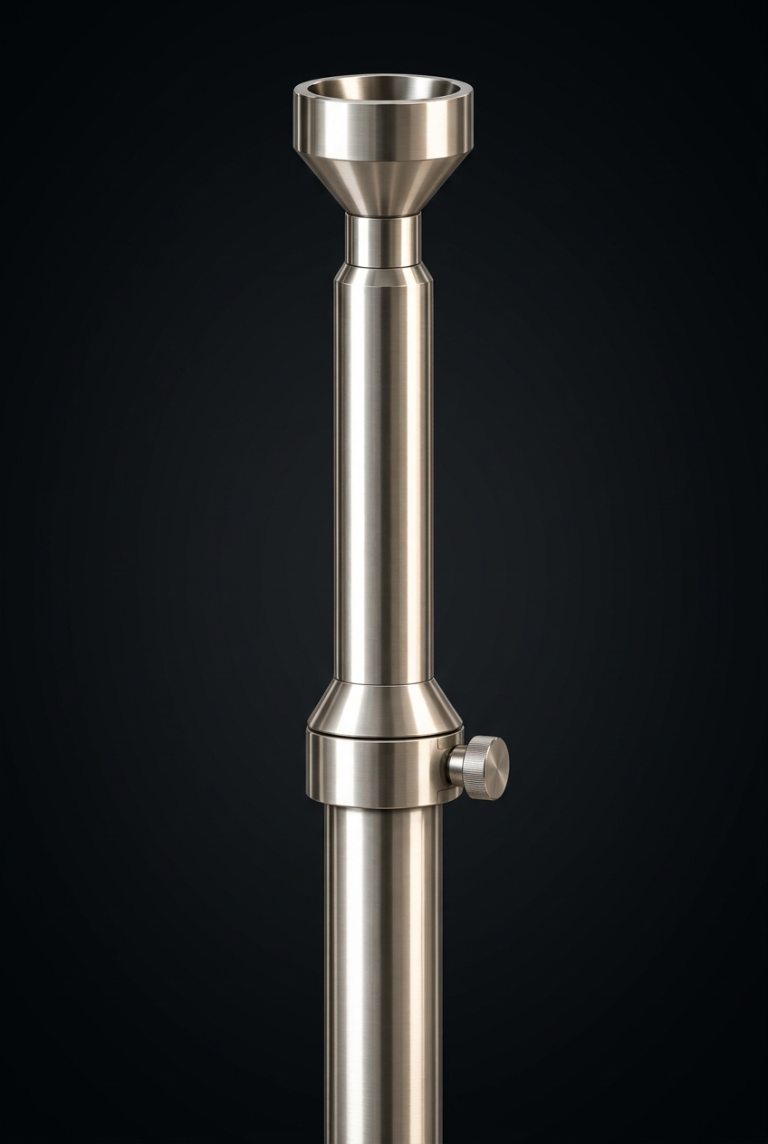 Isokinetic particle probe in brushed stainless steel on a dark background